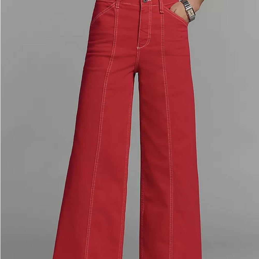 NWT The Delaney Clean-Seamed High-Rise Wide-Leg Jeans by Maeve Size 30 Stitch